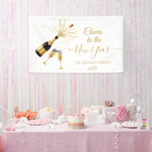Gouden champagne proost Nieuwjaar Spandoek