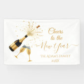 Gouden champagne proost Nieuwjaar Spandoek (Horizontaal)
