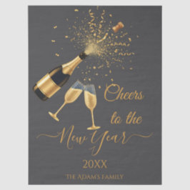 Gouden champagne proost Nieuwjaar Tissuepapier
