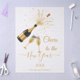 Gouden champagne proost Nieuwjaar Tissuepapier