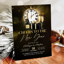 Gouden champagne proost op oudejaarsavond kaart