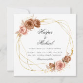 gouden champagne rozen bruiloft kaart (Voorkant)