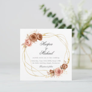gouden champagne rozen bruiloft kaart
