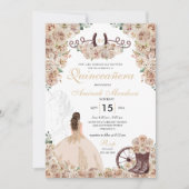 Gouden Champagne Rustiek Western Paard Quinceañera Kaart (Voorkant)
