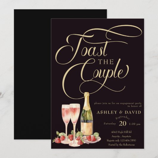 Gouden Champagne | Toast | Verlovingsgroep Kaart (Voorkant / Achterkant)