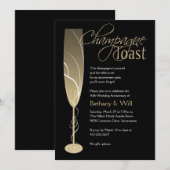 Gouden champagne toost uitnodiging (Voorkant / Achterkant)