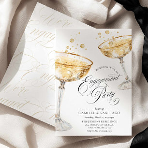 Gouden champagne verlovingsfeest uitnodiging