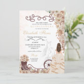 Gouden Champagne Western Prinses Charro Quinceañer Kaart (Staand voorkant)