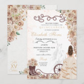 Gouden Champagne Western Prinses Charro Quinceañer Kaart (Voorkant / Achterkant)