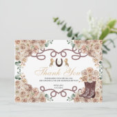 Gouden Champagne Western Quinceanera bedankpas Bedankkaart (Staand voorkant)