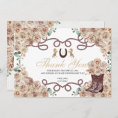 Gouden Champagne Western Quinceanera bedankpas Bedankkaart (Voorkant / Achterkant)