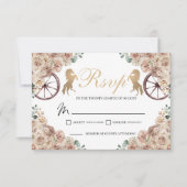 Gouden Champagne Westerne Quinceanera RSVP-kaart RSVP Kaartje (Voorkant)