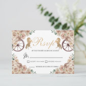 Gouden Champagne Westerne Quinceanera RSVP-kaart RSVP Kaartje (Staand voorkant)