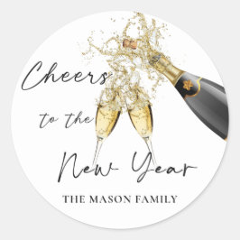 Gouden Champagnetoost Nieuwjaarsfeest  Ronde Sticker