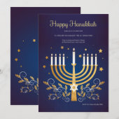 Gouden Chanoeka uitnodiging (Voorkant / Achterkant)