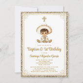 Gouden Charro Doop & Verjaardag Uitnodiging (Voorkant)