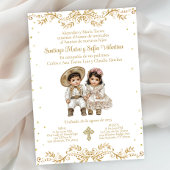 Gouden Charro en Charra Twin Spaanse doop Kaart