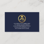 Gouden Chauffeur auto op zwarte blauwe lagen Visitekaartje (Achterkant)