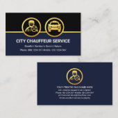 Gouden Chauffeur auto op zwarte blauwe lagen Visitekaartje (Voorkant / Achterkant)