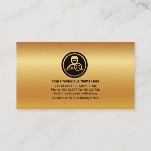 Gouden Chauffeur kostuum rijden Visitekaartje (Achterkant)