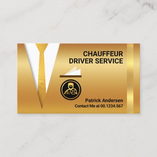 Gouden Chauffeur kostuum rijden Visitekaartje (Voorkant)
