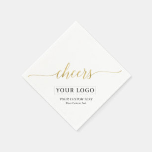 Gouden Cheers   Eenvoudig Zakelijk Logo Aangepaste Servet