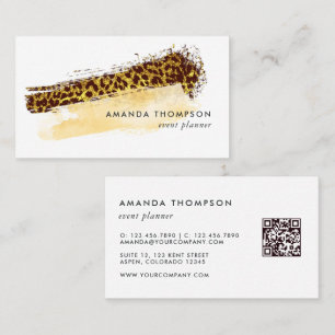 Gouden Cheetah Huid Borstel Strepen QR Code Visitekaartje
