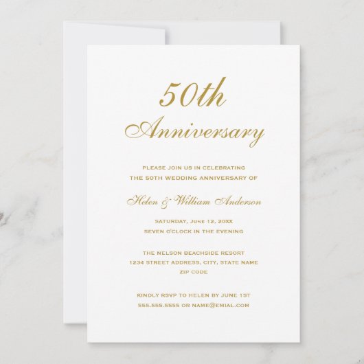Gouden Chevron 50ste Huwelijksjubileum Uitnodiging (Voorkant)