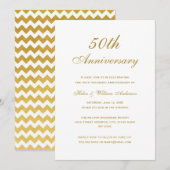 Gouden Chevron 50ste Huwelijksjubileum Uitnodiging (Voorkant / Achterkant)