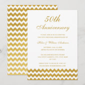 Gouden Chevron 50ste huwelijksjubileum uitnodiging (Voorkant / Achterkant)