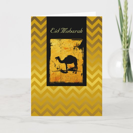 Gouden Chevron Eid Mubarak Feestdagen Kaart (Voorkant)