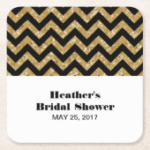 Gouden Chevron Glitter Vrijgezellenfeest Onderzett Kartonnen Onderzetters (Voorkant)