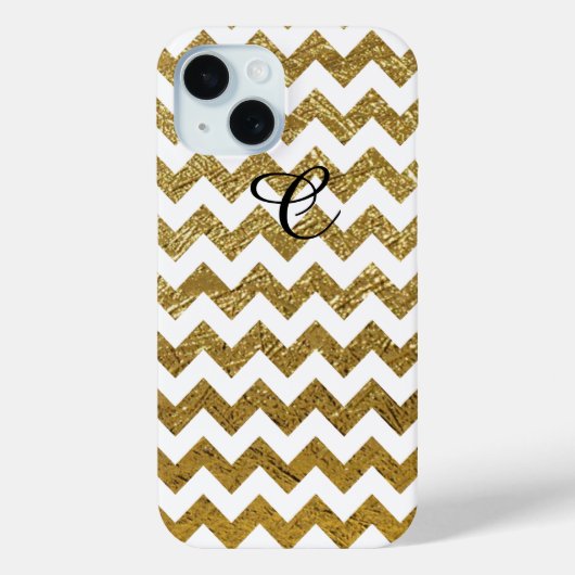 Gouden Chevron strepen monogram Case-Mate iPhone Case (Achterkant)