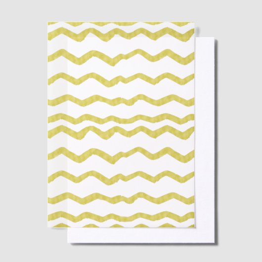 Gouden Chevron Stripe Patroon Hand-getrokken Look Vellum Uitnodigingen (Offset)