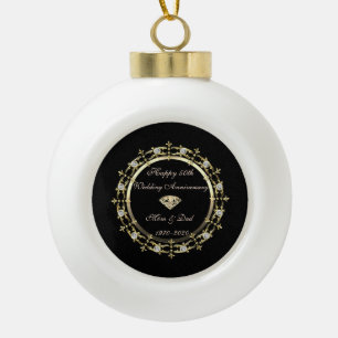 Gouden Chic Diamanten Draaikolk 50ste Huwelijksver Keramische Bal Ornament