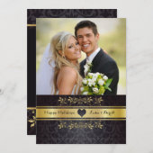 Gouden chic foto kerstkaart (Voorkant / Achterkant)