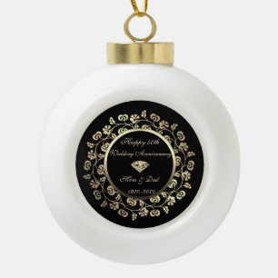 Gouden Chic Swirl 50-jarig Huwelijksjubileum Keramische Bal Ornament