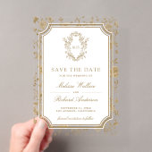 Gouden Chine de Bruiloft Save the Date Crest Acryl Uitnodigingen (Insitu (Draagbaar))