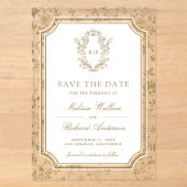 Gouden Chine de Bruiloft Save the Date Crest Acryl Uitnodigingen (Voorkant)