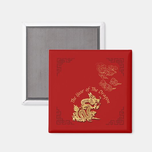 Gouden Chinees Document-besnoeiing Drakenjaar 2024 Magneet (Voorkant / Achterkant)