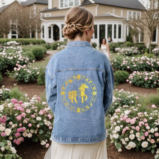 Gouden Chinees nieuwjaar 2026 Denim Jacket (Huwelijk Achterkant)