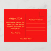 Gouden Chinees nieuwjaar 2026 Feestdagenkaart (Achterkant)