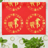 Gouden Chinees nieuwjaar 2026 Theedoek (Gevouwen)
