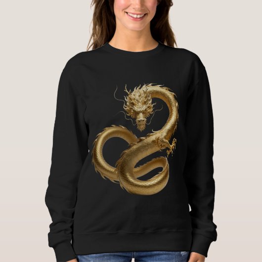 Gouden Chinese Draak Kunst | Mythisch Wezen Fant Trui (Voorkant)