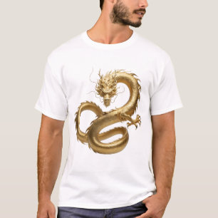 Gouden Chinese Draak Kunst   Mythisch Wezen Fantas T-shirt