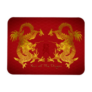 Gouden Chinese Draak met oud Ideogram FPM Magneet