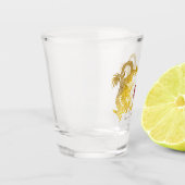 Gouden Chinese Draak Oude Ideogram Verjaardag SG Shot Glas (Links)
