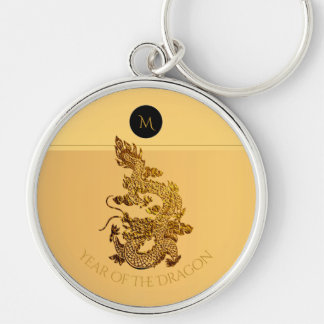 Gouden Chinese Draak Papercut Monogram Verjaardag Sleutelhanger