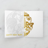 Gouden Chinese Haan aangepaste Jaar Groet C Feestdagen Kaart (Binnen)