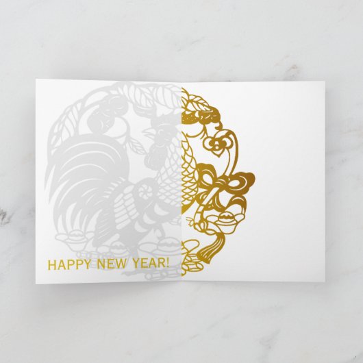Gouden Chinese Haan aangepaste Jaar Groet C Feestdagen Kaart (Binnen)